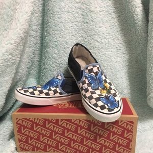 hand-painted (by me!) butterfly slip on Vans 🦋